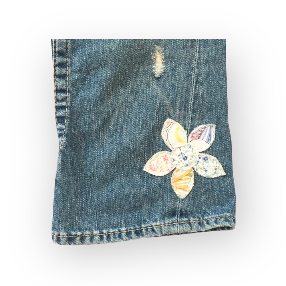 VHTF: new True Religion ʊ Joey Flower Patchwork Crop Denim Jeans ʊ Girls Size 12 - Picture 5 of 16